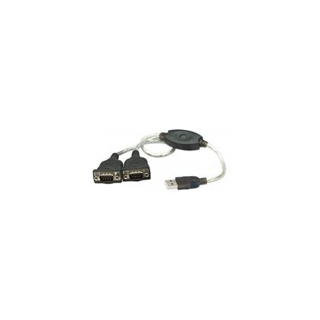 CABLE CONVERTIDOR MANHATTAN USB A 2 PUERTOS SERIAL DB9 RS232