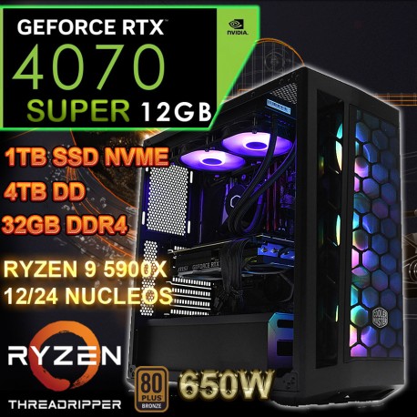 ★OFERTA! PC RYZEN 9 5900X 12/24 NÚCLEOS RTX-4070 12GB SSD...