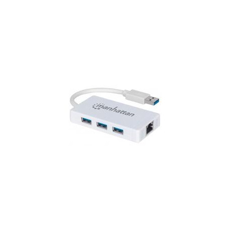 HUB MANHATTAN DE 3 PUERTOS USB 3.0 CON ADAPTADOR GIGABIT...