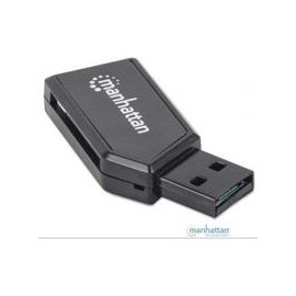 MINI LECTOR DE MEMORIAS MANHATTAN 24 EN 1, USB 2.0 NEGRO