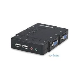 SWITCH KVM MANHATTAN 4 PTOS USB Y 4 PTOSVGA 3.5MM 1600X90...