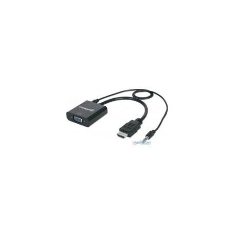 CABLE CONVERTIDOR MANHATTAN HDMI A VGA + AUDIO 3.5MM 1080...