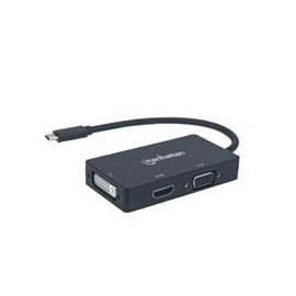 CONVERTIDOR DE USB-C A CONECTORES HEMBRA DVI, HDMI O VGA.