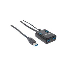 HUB USB 3.0 MANHATTAN SUPERVELOCIDAD 4 PUERTOS C/ADAPTADO...