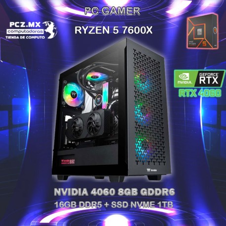 PC GAMER RYZEN 5-7600X 6/12 NUCLEOS NVIDIA RTX-4060 8GB G...