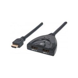 SWITCH HUB HDMI MANHATTAN DE 2 PUERTOS CON BOTON DE SELEC...