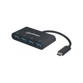 HUB USB -C (3.1) MANHATTAN 4 PUERTOS COLOR NEGRO