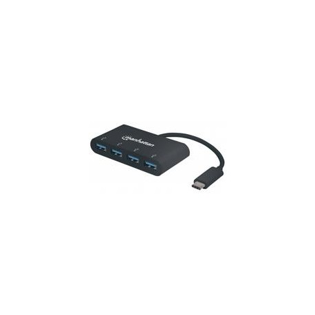 HUB USB -C (3.1) MANHATTAN 4 PUERTOS COLOR NEGRO