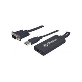 CONVERTIDOR MANHATTAN VGA A HDMI + AUDIO Y AC VIA USB