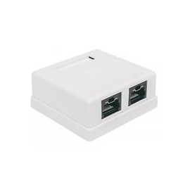 CAJA PARA PARED ROSETA INTELLINET RJ45 CAT5E 2 PTOS C/BLO...